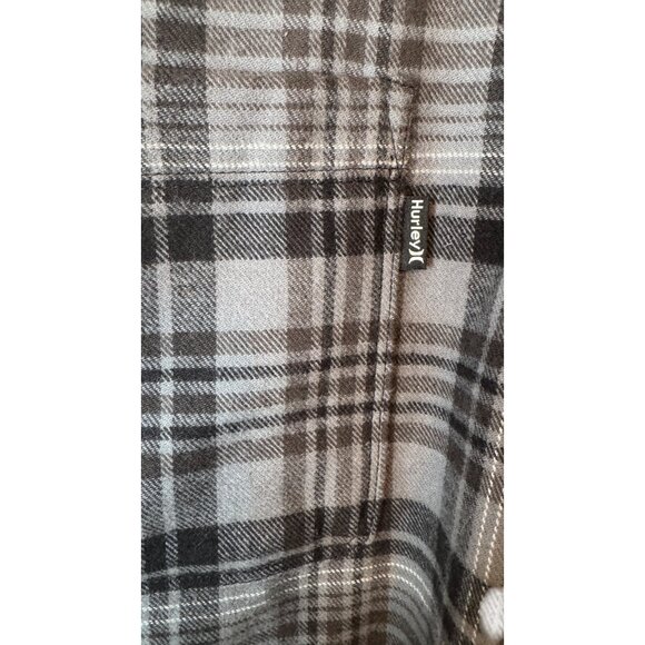 NWT Hurley Small Gray & Black Plaid Button-Up Long Sleeve Shirt - Picture 15 of 15